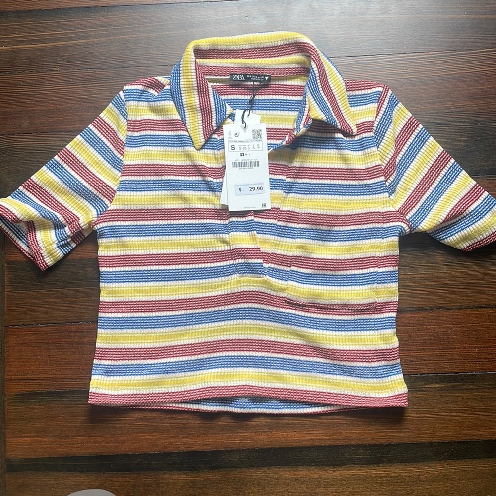 Zara Stripped Collar Crop Shirt